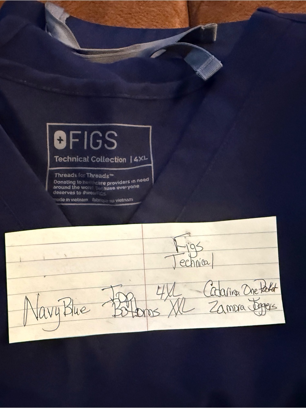 Figs navy V-neck scrub top